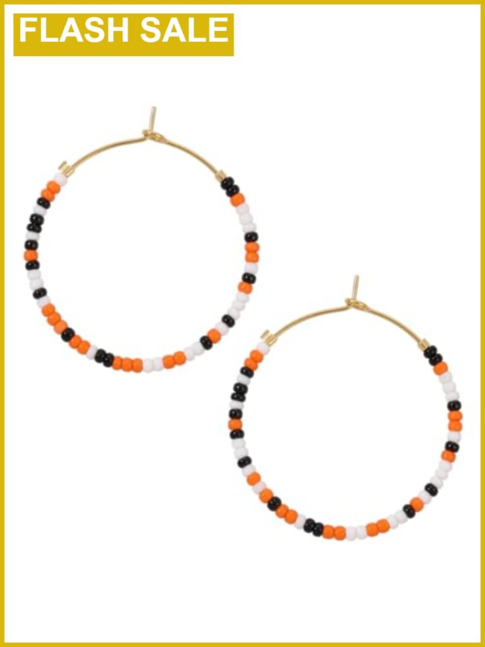 Handmade Boho Beaded Hoop Earrings Brass Push Back Hypoallergenic